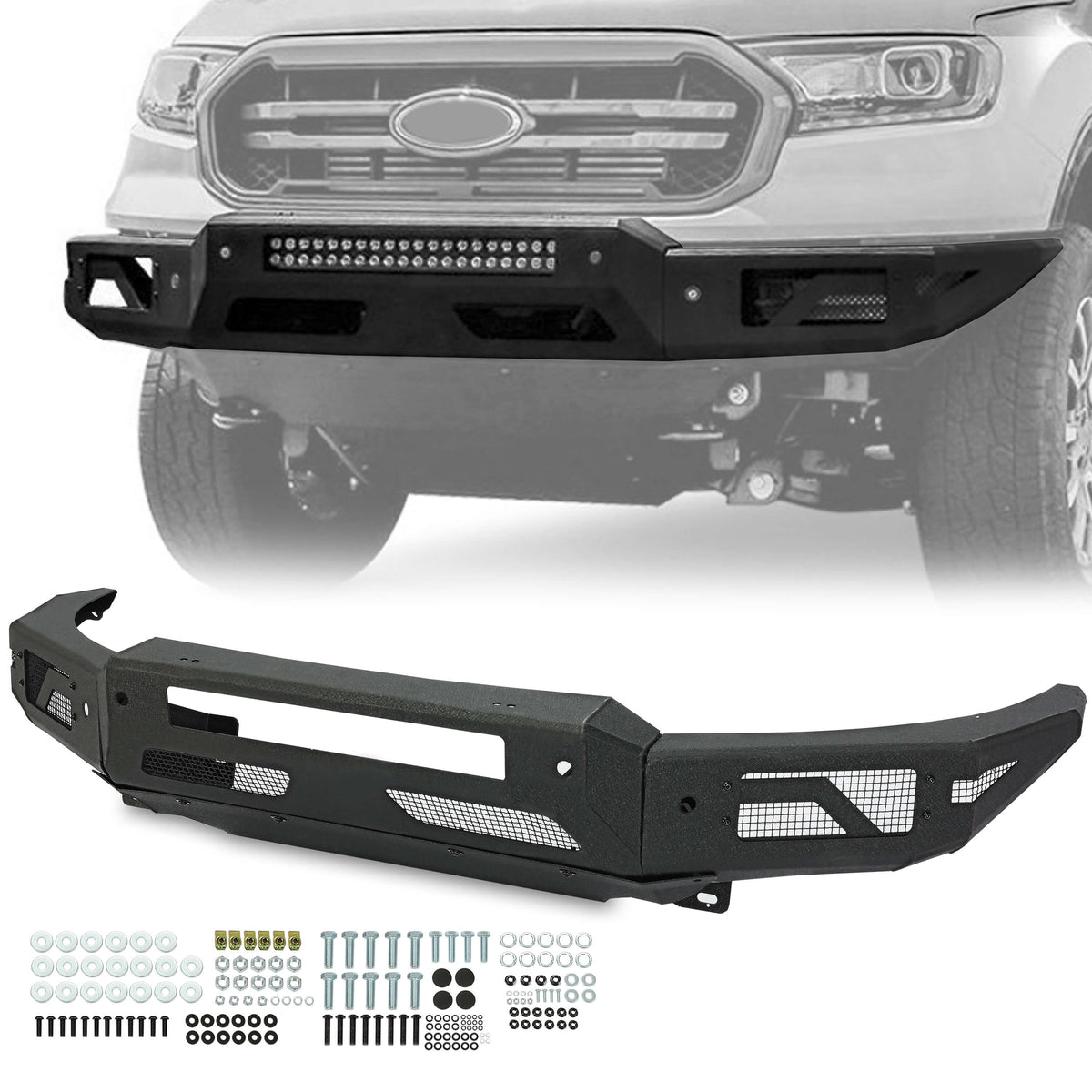 Ford Ranger Bumper Color Code YIKATOO® Powder Coated Steel Front Bumper For 2019-2021 Ford Ranger ...