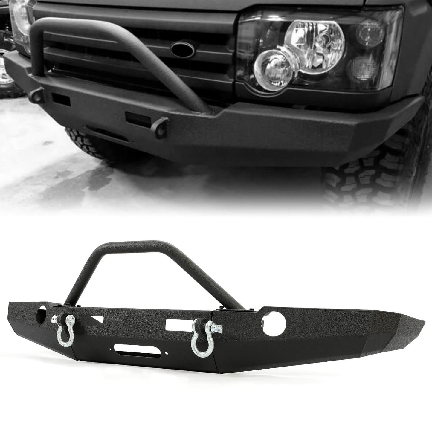 Front Winch Custom Bumper W/ BullBar D-Rings For 1998-2004 Land Rover Discovery II
