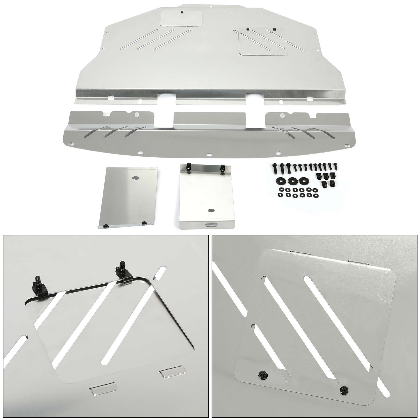 Aluminum Engine Splash Shield Under Tray Skid Plate Compatible with 2011-2014 Subaru WRX STI Impreza (any trim) - Silvery