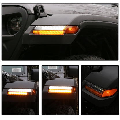 Clear LED Fender Daytime Running Turn Signal Lights For 2018-2020 Jeep Wrangler JL