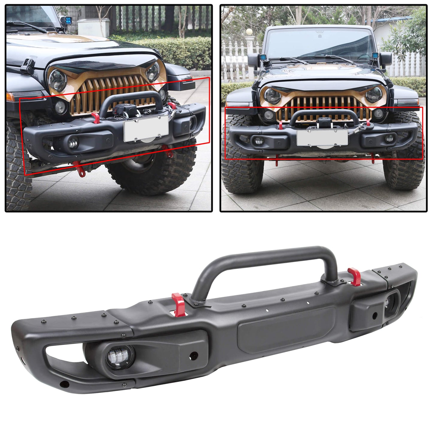 Front Bumper for 2018-2020 Jeep Wrangler JL Rubicon &2020 Gladiator w/LED Fog Lights