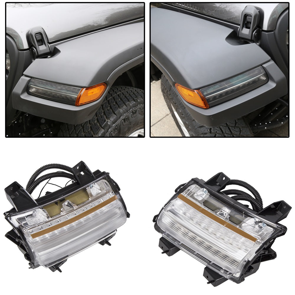 Front Fender Flare Wheel Eyebrow Lights For 2018-2020 Jeep Wrangler JL