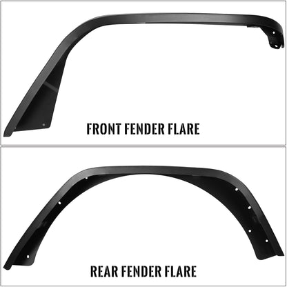 Flat Fender Flares for 2018-2023 Jeep Wrangler JL & JL Unlimited 2 Door & 4 Door