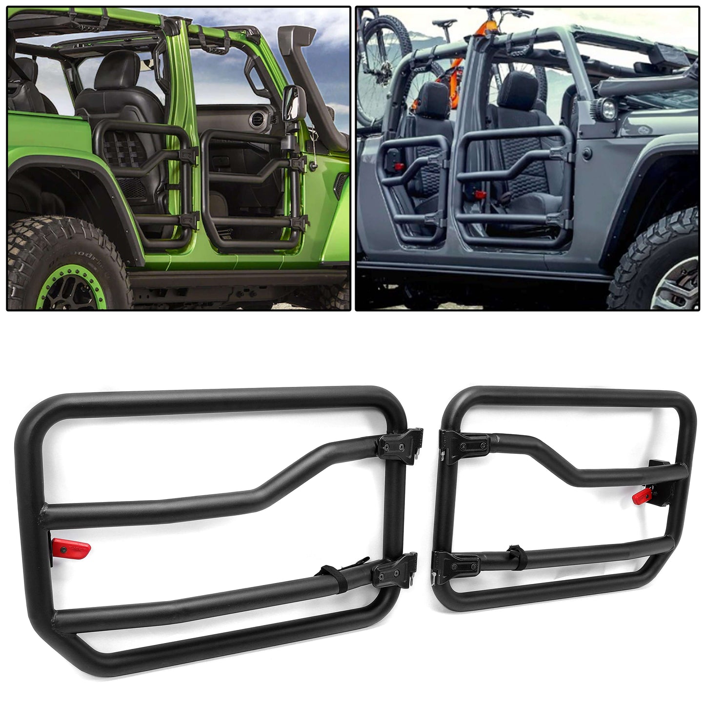 Half Doors Front Tubular Tube Doors for 2018-2021 Jeep Gladiator & Jeep JL Wrangler